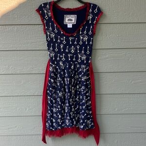 EFFIE'S HEART Navy Blue Key Print Dress